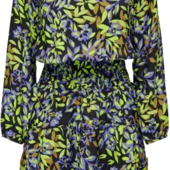 Only Jurk Onlalora L/s Smock Dress Ptm 15271633 Black/town Flowe Dames Maat - M