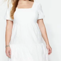 Trendyol Vrouwen Ballon Mouw Vierkante Kraag Schaatser Grote Maten Jurk 10 Trendyol Vrouwen Ballon Mouw Vierkante Kraag Schaatser Grote Maten Jurk -Trendy Meid Verkoop 714x1200 18