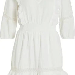 Vila Jurk Viakacia 3/4 V-neck Short Dress/wc 14083703 Cloud Dancer Dames Maat - 44