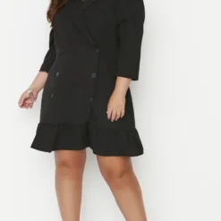 Trendyol Vrouwen Standaard Mouw Reverskraag Basis Grote Maten Jurk -Trendy Meid Verkoop 721x1200 2