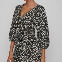 Vila Jurk Visteffi Zafia 3/4 Midi Wrap Dress/su 14086515 Black/zafia Dames Maat - XS -Trendy Meid Verkoop 728x1200 3