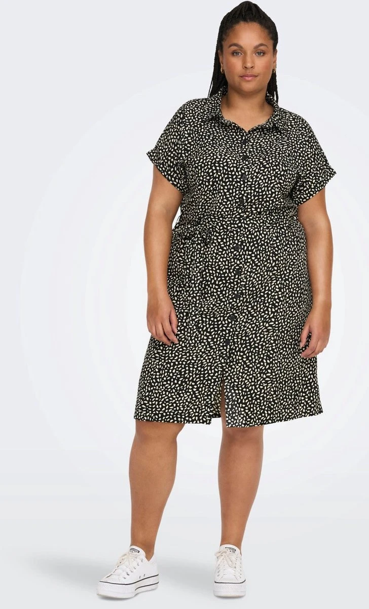 Only Carmakoma Cardiega Jurk Zwart/wit Maat 50