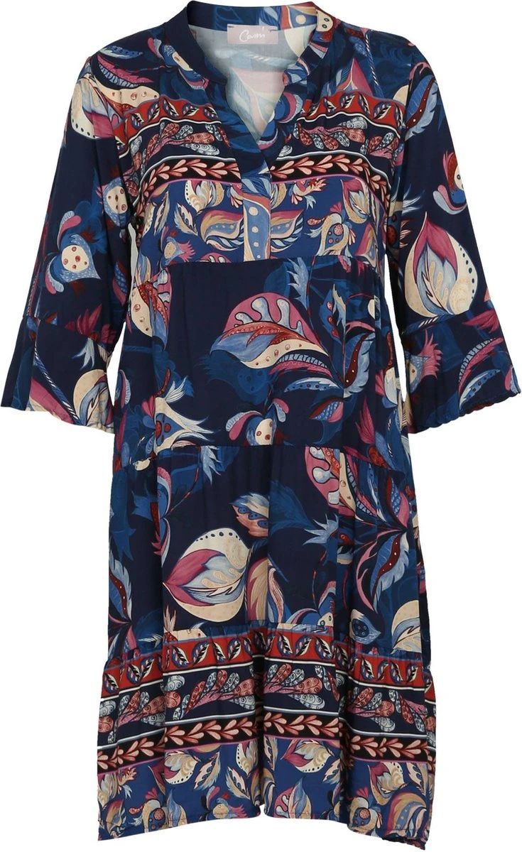 Cassis Korte Jurk In Viscose Met Etnisch Motief 6 Cassis Korte Jurk In Viscose Met Etnisch Motief - Afbeelding 6