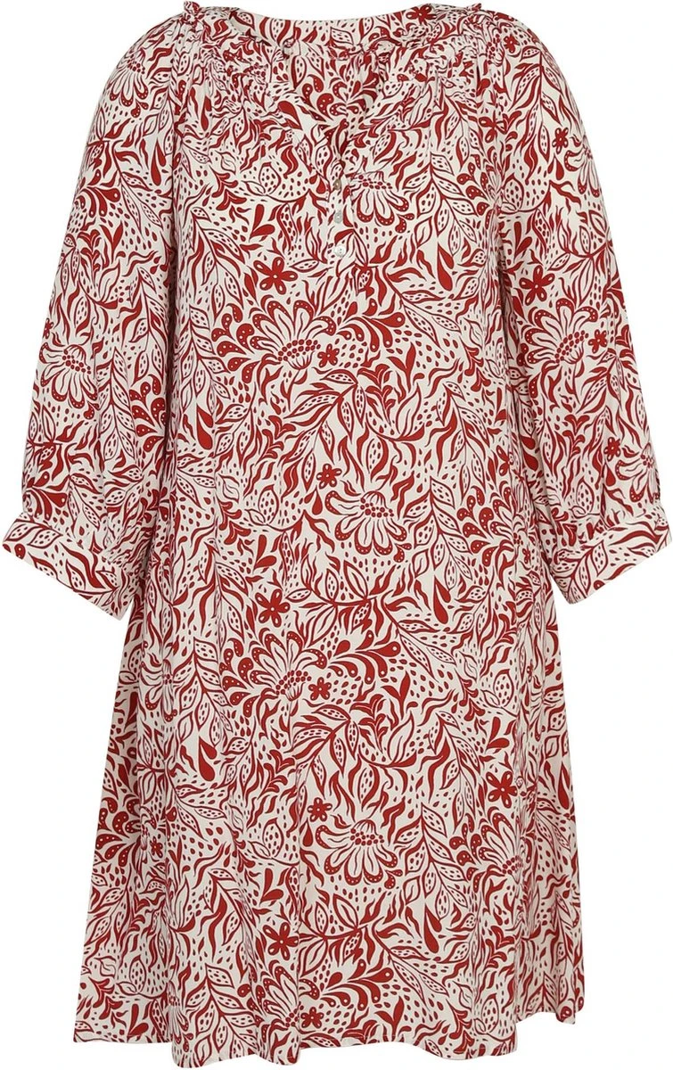 Paprika Korte Jurk In Viscose Met Bloemenmotief En Raglanmouwen 5 Paprika Korte Jurk In Viscose Met Bloemenmotief En Raglanmouwen - Afbeelding 5
