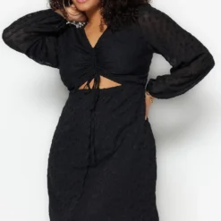 Trendyol Vrouwen Ballon Mouw V-hals Schaatser Grote Maten Jurk 11 Trendyol Vrouwen Ballon Mouw V-hals Schaatser Grote Maten Jurk -Trendy Meid Verkoop 761x1200 4