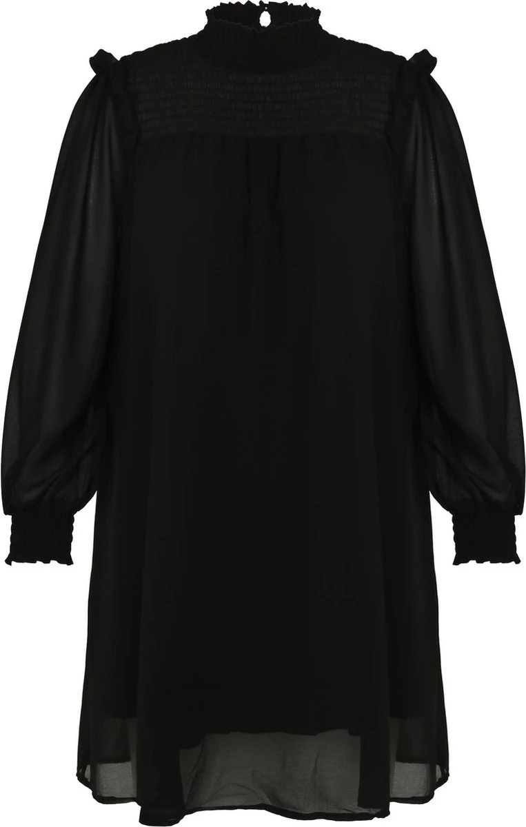 Paprika Korte, Effen Jurk In Voile Met Smokwerk 3 Paprika Korte, Effen Jurk In Voile Met Smokwerk - Afbeelding 3