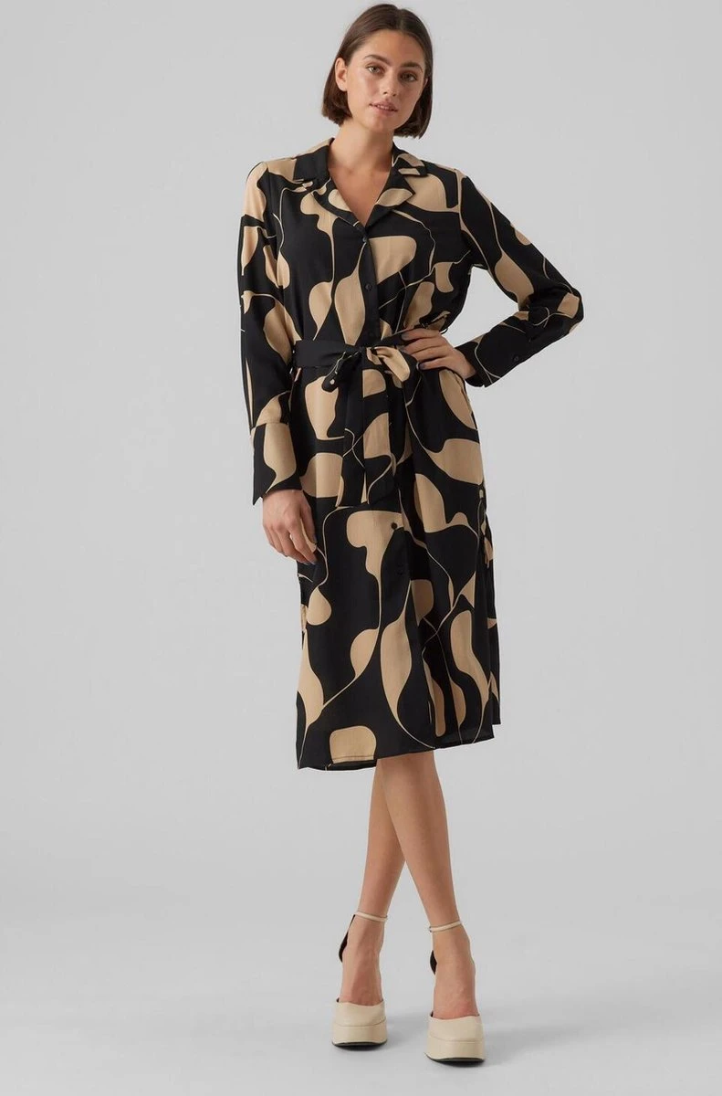 VERO MODA VMLYDIA LS CALF SHIRT DRESS WVN Dames Jurk - Maat S 2 VERO MODA VMLYDIA LS CALF SHIRT DRESS WVN Dames Jurk - Maat S - Afbeelding 2