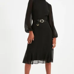 Trendyol Vrouwen Ballon Mouw Staande Kraag A-lijn Jurk -Trendy Meid Verkoop 792x1200