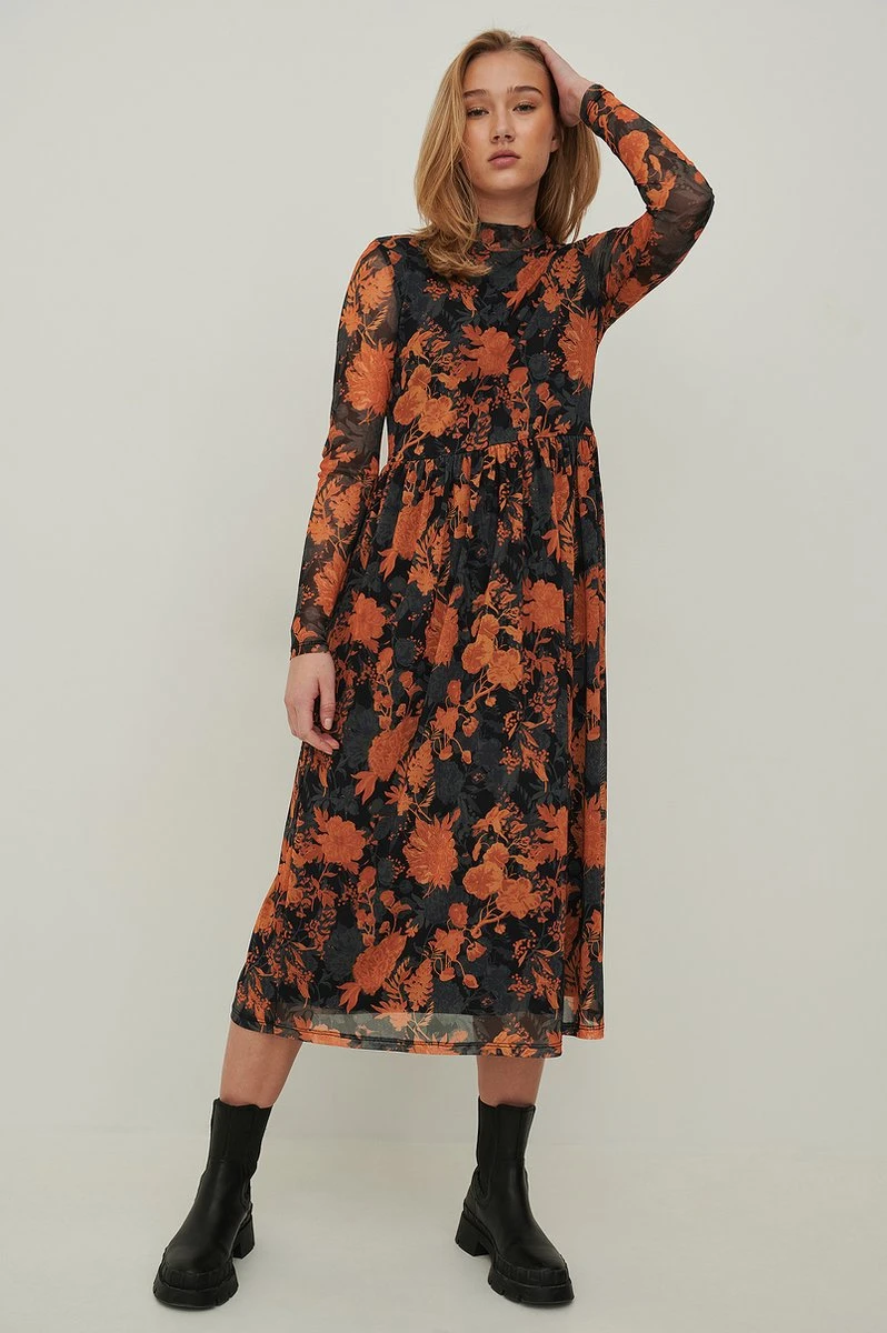 Na-kd Recycled Ls Mesh Dress Jurken Dames - Rok - Jurk - Oranje - Maat 36 1 Na-kd Recycled Ls Mesh Dress Jurken Dames - Rok - Jurk - Oranje - Maat 36