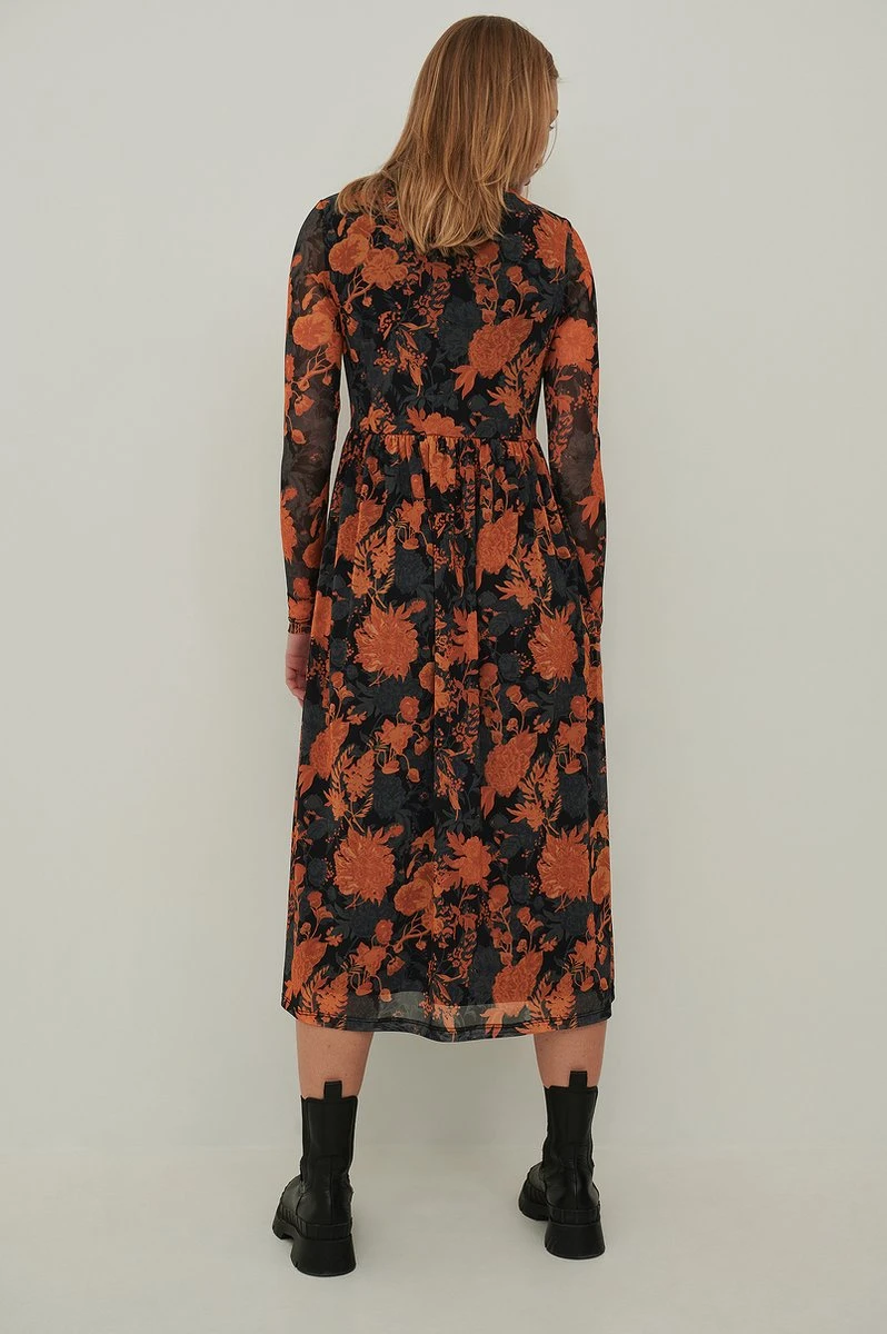 Na-kd Recycled Ls Mesh Dress Jurken Dames - Rok - Jurk - Oranje - Maat 36 2 Na-kd Recycled Ls Mesh Dress Jurken Dames - Rok - Jurk - Oranje - Maat 36 - Afbeelding 2