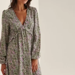 Na-kd Maxi-jurk Met Ballonmouwen En Ruches- Maat EU 40