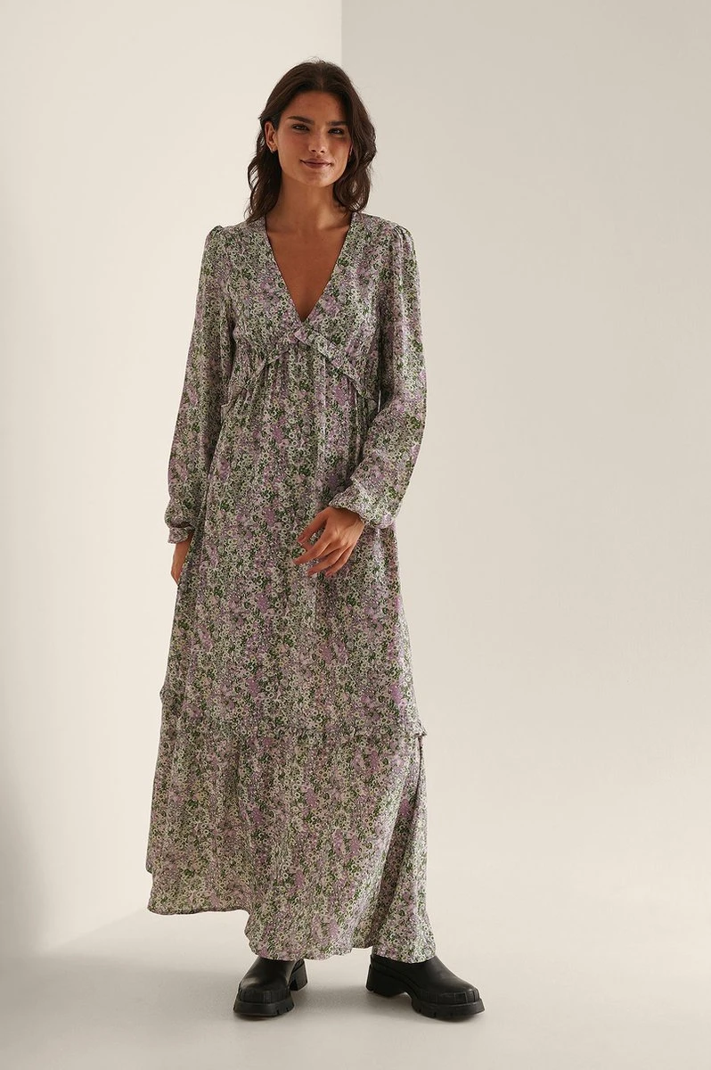 Na-kd Maxi-jurk Met Ballonmouwen En Ruches- Maat EU 40 3 Na-kd Maxi-jurk Met Ballonmouwen En Ruches- Maat EU 40 - Afbeelding 3