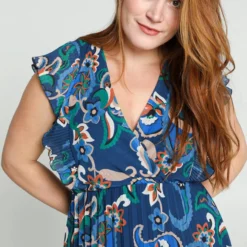 Cassis Lange Plisséjurk Met Gebloemde Kasjmierprint -Trendy Meid Verkoop 799x1200 113