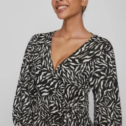 Vila Jurk Visteffi Zafia 3/4 Midi Wrap Dress/su 14086515 Black/zafia Dames Maat - XS -Trendy Meid Verkoop 799x1200 117