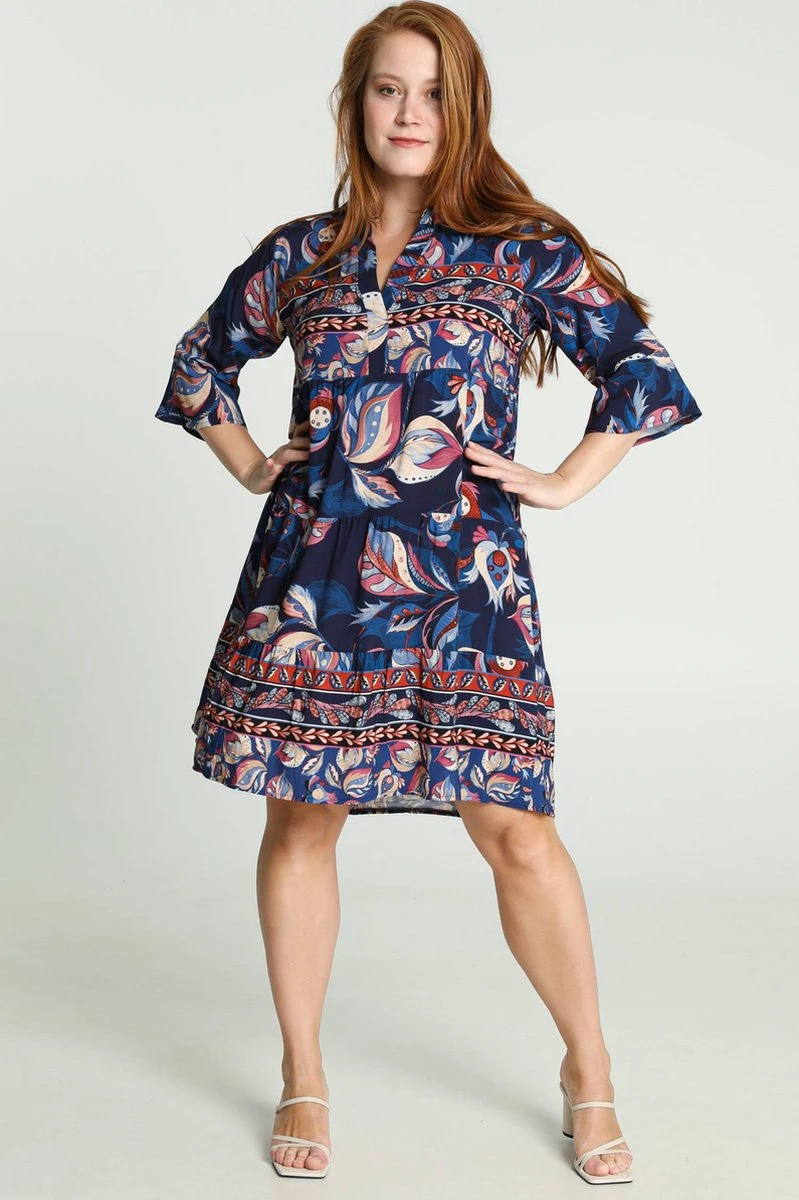 Cassis Korte Jurk In Viscose Met Etnisch Motief 7 Cassis Korte Jurk In Viscose Met Etnisch Motief - Afbeelding 7