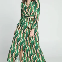 Cassis Lange Jurk In Viscose Met Etnisch Motief