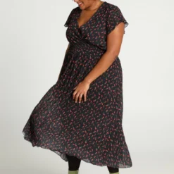 Paprika Lange Plisséjurk Met Tulpenmotief -Trendy Meid Verkoop 799x1200 177