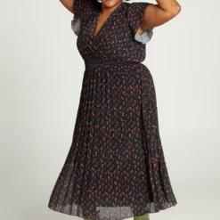 Paprika Lange Plisséjurk Met Tulpenmotief -Trendy Meid Verkoop 799x1200 178