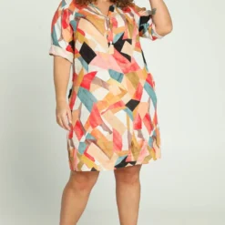 Paprika Korte, Linnen Jurk Met Grafisch Motief -Trendy Meid Verkoop 799x1200 181