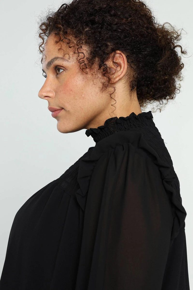 Paprika Korte, Effen Jurk In Voile Met Smokwerk 5 Paprika Korte, Effen Jurk In Voile Met Smokwerk - Afbeelding 5