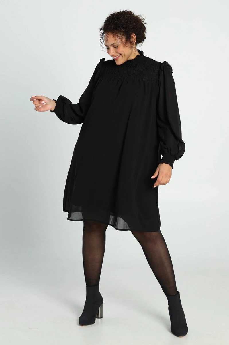 Paprika Korte, Effen Jurk In Voile Met Smokwerk 6 Paprika Korte, Effen Jurk In Voile Met Smokwerk - Afbeelding 6