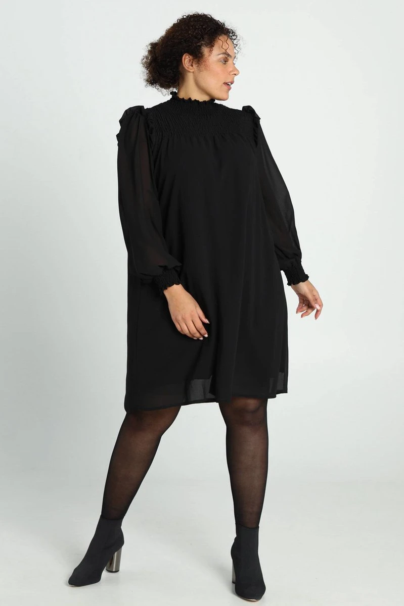 Paprika Korte, Effen Jurk In Voile Met Smokwerk 9 Paprika Korte, Effen Jurk In Voile Met Smokwerk - Afbeelding 9