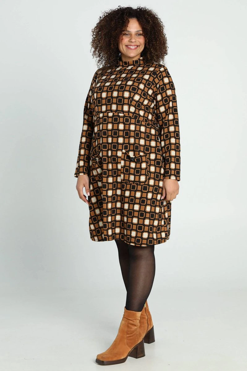 Paprika Korte Jurk In Crêpe Met Grafisch Motief 2 Paprika Korte Jurk In Crêpe Met Grafisch Motief - Afbeelding 2