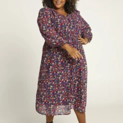 Paprika Halflange Jurk Met Geknoopte Kraag En Bloemetjesmotief -Trendy Meid Verkoop 799x1200 294