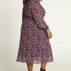 Paprika Halflange Jurk Met Geknoopte Kraag En Bloemetjesmotief -Trendy Meid Verkoop 799x1200 295