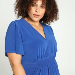 Paprika Korte, Effen Bow Jurk Met Smokwerk Op De Taille -Trendy Meid Verkoop 799x1200 313