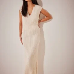 NA-KD Sleeveless Knitted Dress Dames Jurk - Maat XS