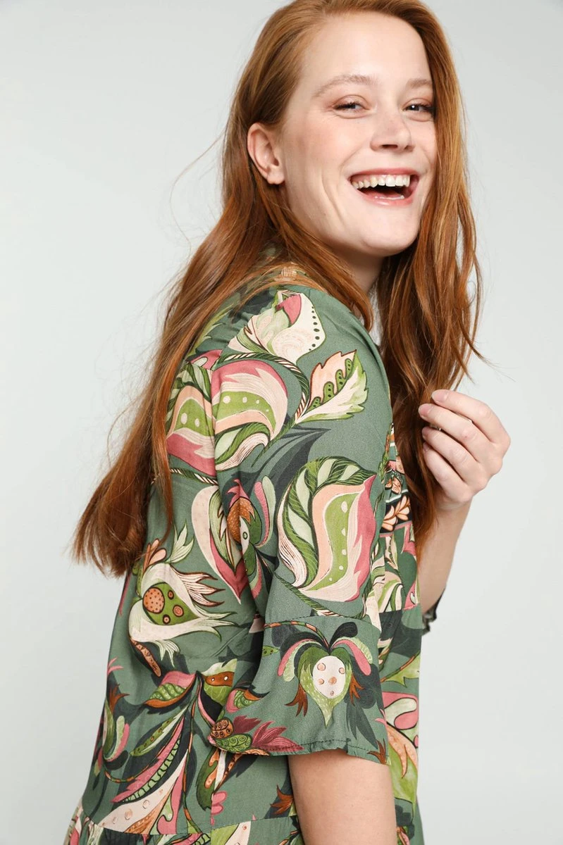 Cassis Korte Jurk In Viscose Met Etnisch Motief 10 Cassis Korte Jurk In Viscose Met Etnisch Motief - Afbeelding 10