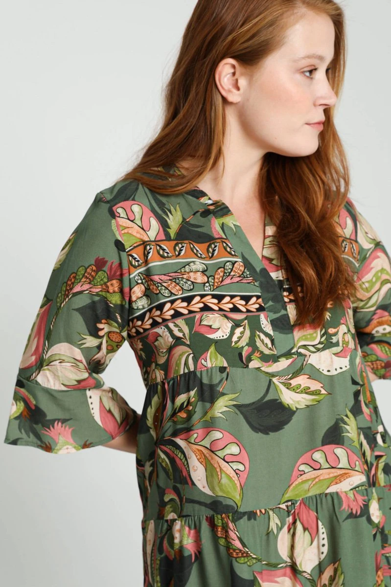 Cassis Korte Jurk In Viscose Met Etnisch Motief 11 Cassis Korte Jurk In Viscose Met Etnisch Motief - Afbeelding 11