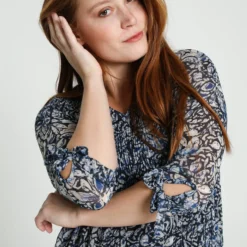 Cassis Lange Jurk Met Abstract Bloemenmotief En Plissé-effect -Trendy Meid Verkoop 799x1200 41