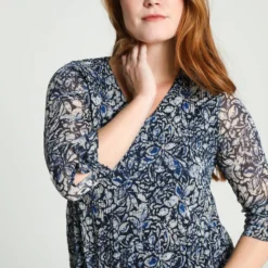 Cassis Lange Jurk Met Abstract Bloemenmotief En Plissé-effect -Trendy Meid Verkoop 799x1200 48