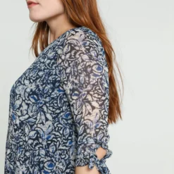 Cassis Lange Jurk Met Abstract Bloemenmotief En Plissé-effect -Trendy Meid Verkoop 799x1200 50