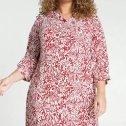 Paprika Korte Jurk In Viscose Met Bloemenmotief En Raglanmouwen