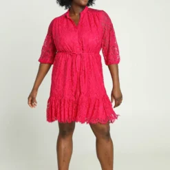 Paprika Korte, Effen Jurk Met Kant -Trendy Meid Verkoop 799x1200 8