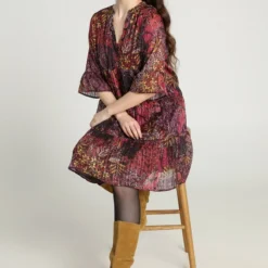 Cassis Korte, Wijde Jurk Met Bloemenmotief -Trendy Meid Verkoop 799x1200 81