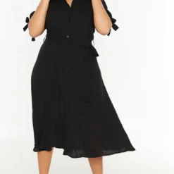 Trendyol Vrouwen Gepofte/ruche Mouw V-hals Basis Grote Maten Jurk 13 Trendyol Vrouwen Gepofte/ruche Mouw V-hals Basis Grote Maten Jurk -Trendy Meid Verkoop 800x1200 1002