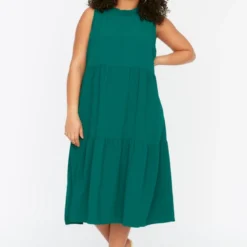 Trendyol Vrouwen Standaard Mouw Ronde Hals Basis Grote Maten Jurk