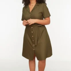 Trendyol Vrouwen Standaard Mouw Reverskraag Overhemdjurk Grote Maten Jurk -Trendy Meid Verkoop 800x1200 1037