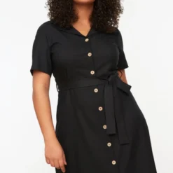 Trendyol Vrouwen Standaard Mouw Reverskraag Overhemdjurk Plus Size Jurk -Trendy Meid Verkoop 800x1200 1078