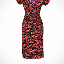 Tricot Wrap Jurk Korte Mouw Poppy Black