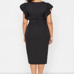 Trendyol Vrouwen Gepofte/ruche Mouw V-hals Bodycon Plus Size Jurk -Trendy Meid Verkoop 800x1200 1108