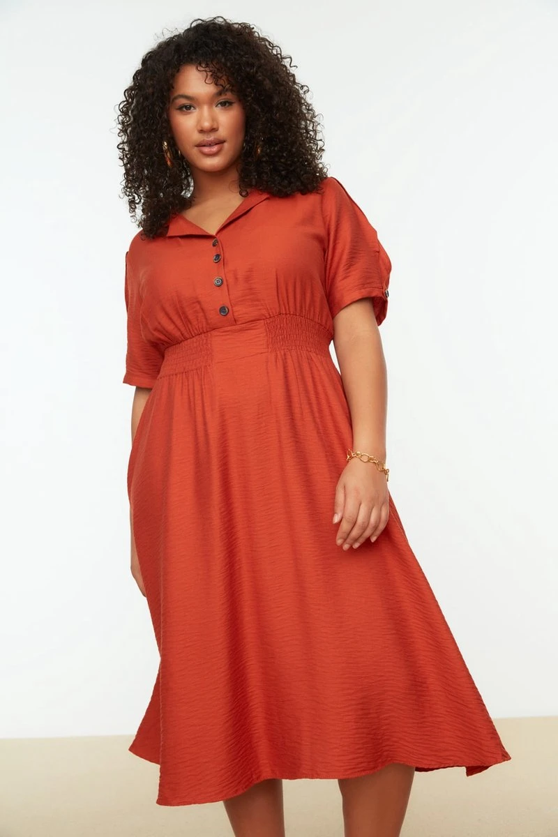 Trendyol Vrouwen Standaard Mouw Kraag A-lijn Plus Size Jurk 10 Trendyol Vrouwen Standaard Mouw Kraag A-lijn Plus Size Jurk - Afbeelding 10