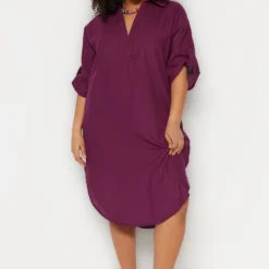 Trendyol Vrouwen Off-shoulder Ronde Hals Verschuiving Grote Maten Jurk