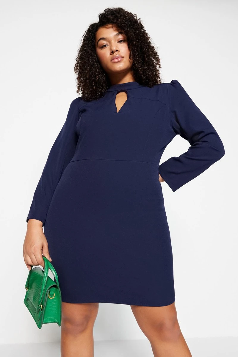 Trendyol Vrouwen Ballon Mouw Staande Kraag Bodycon Plus Size Jurk 1 Trendyol Vrouwen Ballon Mouw Staande Kraag Bodycon Plus Size Jurk