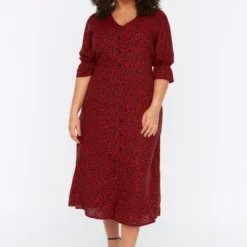 Trendyol Vrouwen Gepofte/ruche Mouw V-hals Overhemdjurk Plus Size Jurk -Trendy Meid Verkoop 800x1200 1140