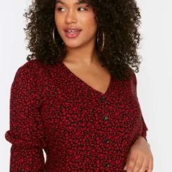 Trendyol Vrouwen Gepofte/ruche Mouw V-hals Overhemdjurk Plus Size Jurk -Trendy Meid Verkoop 800x1200 1141